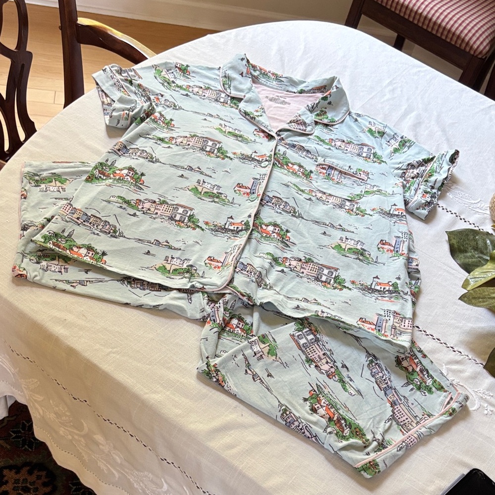 Scenic Print Pajama Set - Green